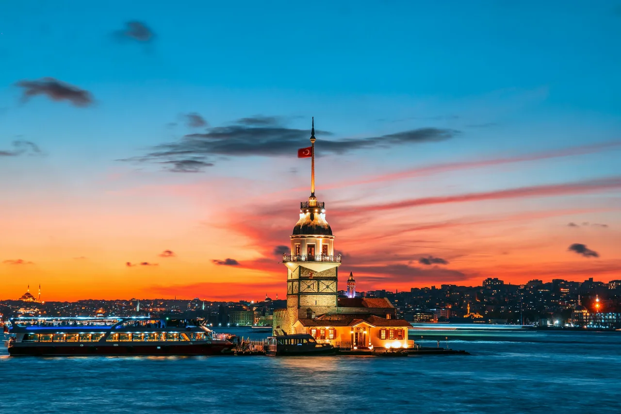 Maiden’s Tower on the Bosphorus at sunset